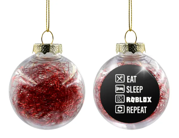 Eat — Transparent Christmas tree ball ornament with red filling 8cm