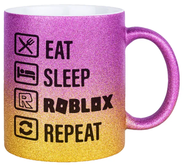 Eat — Gold/pink glitter mug, ceramic, 330ml
