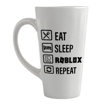 Eat, Sleep, Roblox, Repeat, Κούπα κωνική Latte Μεγάλη, κεραμική, 450ml