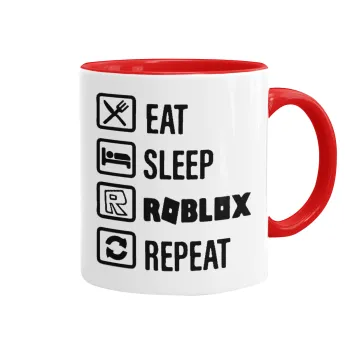 Eat, Sleep, Roblox, Repeat, Mug colored red, ceramic, 330ml