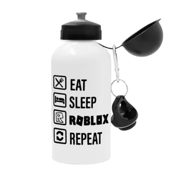 Eat, Sleep, Roblox, Repeat, Metal water bottle, White, aluminum 500ml
