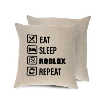 Eat, Sleep, Roblox, Repeat, Μαξιλάρι καναπέ ΛΙΝΟ 40x40cm περιέχεται το  γέμισμα