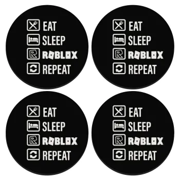Eat, Sleep, Roblox, Repeat, SET of 4 round wooden coasters (9cm)