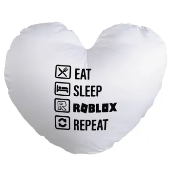 Eat, Sleep, Roblox, Repeat, Μαξιλάρι καναπέ καρδιά 40x40cm περιέχεται το  γέμισμα