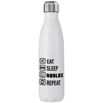 Eat, Sleep, Roblox, Repeat, Μεταλλικό παγούρι θερμός (Stainless steel), διπλού τοιχώματος, 750ml