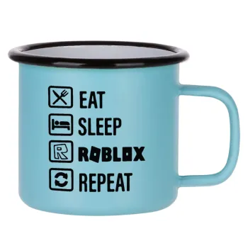 Eat, Sleep, Roblox, Repeat, Κούπα Μεταλλική εμαγιέ ΜΑΤ σιέλ 360ml