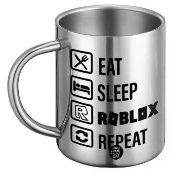 Eat, Sleep, Roblox, Repeat, Ανοξείδωτη Μεταλλική Κούπα 450ml - Διπλού Τοιχώματος