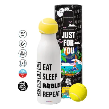 Eat, Sleep, Roblox, Repeat, Μπάλα τένις μεταλλικό παγούρι θερμός, διπλού τοιχώματος, 550ml