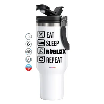 Eat, Sleep, Roblox, Repeat, Mega Tumbler με καπάκι, διπλού τοιχώματος (θερμό) 1,2L