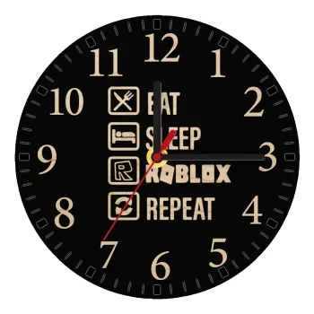 Eat, Sleep, Roblox, Repeat, Ρολόι τοίχου ξύλινο plywood (20cm)