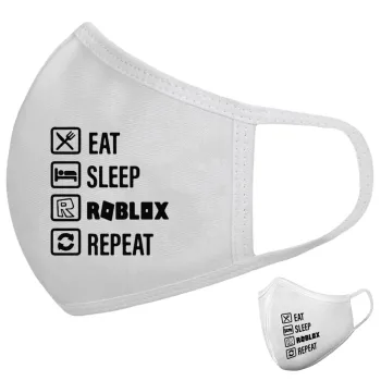 Eat, Sleep, Roblox, Repeat, Μάσκα υφασμάτινη υψηλής άνεσης παιδική (Δώρο πλαστική θήκη)