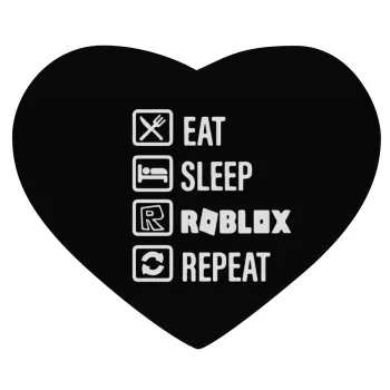 Eat, Sleep, Roblox, Repeat, Mousepad καρδιά 23x20cm