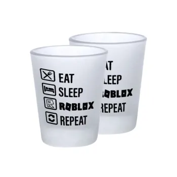 Eat, Sleep, Roblox, Repeat, Σφηνοπότηρα γυάλινα 45ml του πάγου (2 τεμάχια)