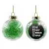 Transparent Christmas tree ball ornament with green filling 8cm