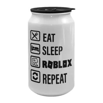 Eat, Sleep, Roblox, Repeat, Κούπα ταξιδιού μεταλλική με καπάκι (tin-can) 500ml