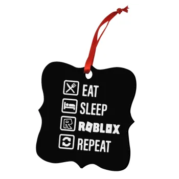 Eat, Sleep, Roblox, Repeat, Στολίδι Χριστουγεννιάτικο στολίδι polygon ξύλινο 7.5cm