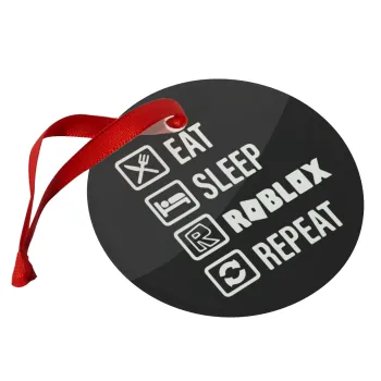 Eat, Sleep, Roblox, Repeat, Christmas ornament glass 9cm