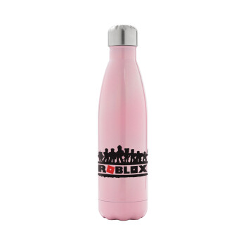 Roblox team, Metal mug thermos Pink Iridiscent (Stainless steel), double wall, 500ml