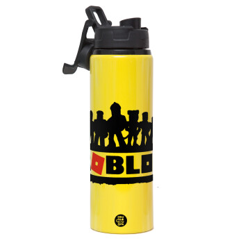 Roblox team, Metallic water bottle with safety lid, 850ml aluminum