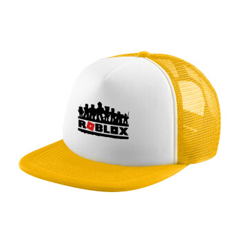 Roblox team, Καπέλο Ενηλίκων Soft Trucker με Δίχτυ Κίτρινο/White (POLYESTER, ΕΝΗΛΙΚΩΝ, UNISEX, ONE SIZE)