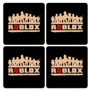 Roblox team, ΣΕΤ x4 Σουβέρ ξύλινα τετράγωνα plywood (9cm)