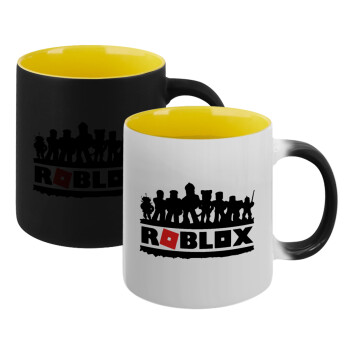 Roblox team, Κούπα Μαγική εσωτερικό κίτρινη, κεραμική 330ml που αλλάζει χρώμα με το ζεστό ρόφημα