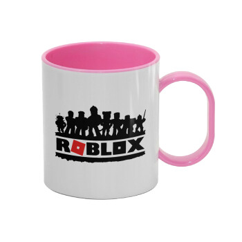 Roblox team, Κούπα (πλαστική) (BPA-FREE) Polymer Ροζ για παιδιά, 330ml