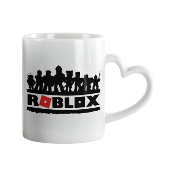 Roblox team, Κούπα καρδιά χερούλι λευκή, κεραμική, 330ml