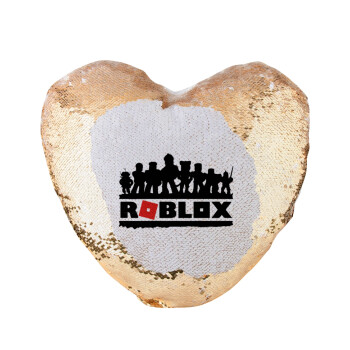 Roblox team, Μαξιλάρι καναπέ καρδιά Μαγικό Χρυσό με πούλιες 40x40cm περιέχεται το  γέμισμα