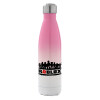 Metal mug thermos Pink/White (Stainless steel), double wall, 500ml