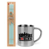 Easter Set, metallic thermal cup (300ml) & aromatic flat Easter candle (30cm) (TURQUOISE)