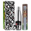 Easter Set, metallic stainless thermos flask (500ml) & scented flat Easter candle (30cm) (GRAY)