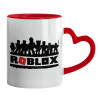 Mug heart red handle, ceramic, 330ml