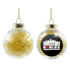 Transparent Christmas tree ball ornament with gold filling 8cm