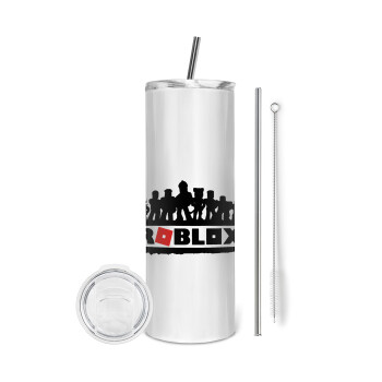 Roblox team, Tumbler stainless steel 600ml, with metal straw & cleaning brush