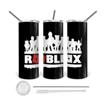 Roblox team, Tumbler stainless steel 600ml, with metal straw & cleaning brush