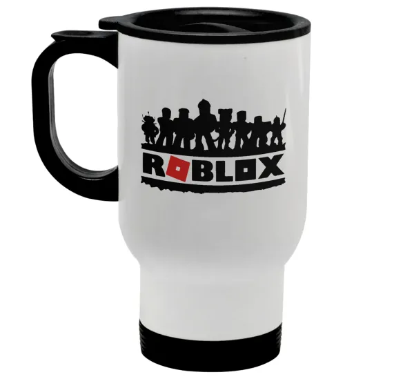Roblox team — Stainless steel travel mug with lid, double wall white 450ml