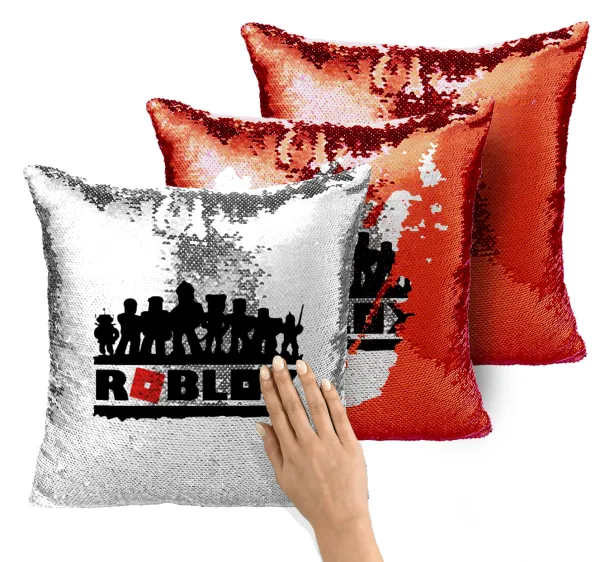 Roblox team — Magic sofa cushion with red sequins, 40x40cm, filling included