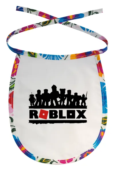 Roblox team — Stain-resistant baby bib with tie, multicoloured