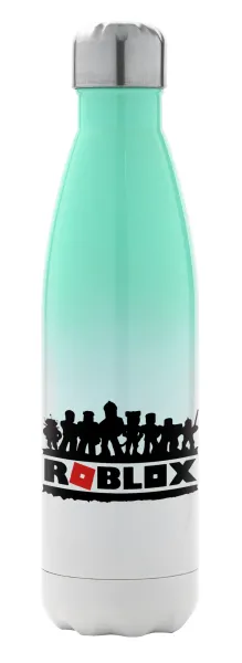 Roblox team — Μεταλλικό παγούρι θερμός Πράσινο/Λευκό (Stainless steel), διπλού τοιχώματος, 500ml