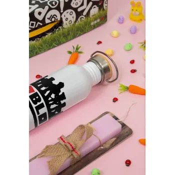 Roblox team, Easter Set, SS Metallic water bottle (620ml, stainless steel) & scented flat Easter candle (30cm) (PINK)