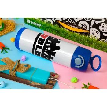 Roblox team, Easter candle, Childrens hot water bottle, stainless steel, with safety straw, BLUE (500ml)