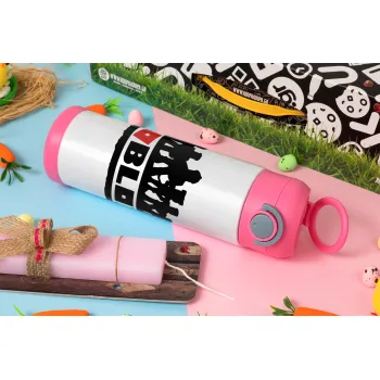 Roblox team, Easter candle, Childrens hot water bottle, stainless steel, with safety straw, PINK (500ml)