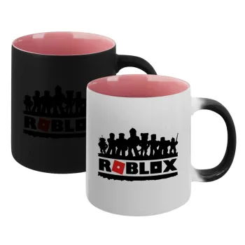 Roblox team, Κούπα Μαγική εσωτερικό ΡΟΖ, κεραμική 330ml που αλλάζει χρώμα με το ζεστό ρόφημα