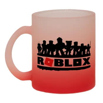 Roblox team, Κούπα γυάλινη δίχρωμη με βάση το κόκκινο ματ, 330ml