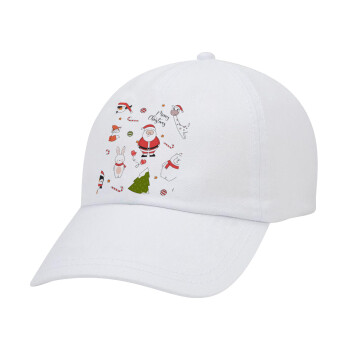 Άι Βασίλης μοτίβο, Καπέλο Baseball Λευκό (5-φύλλο, unisex)