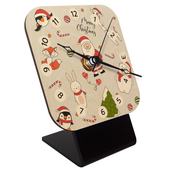 Άι Βασίλης μοτίβο, Επιτραπέζιο ρολόι σε φυσικό ξύλο (10cm)