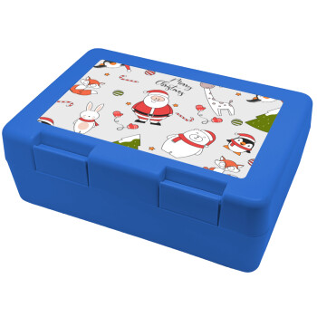 Άι Βασίλης μοτίβο, Children's cookie container BLUE 185x128x65mm (BPA free plastic)