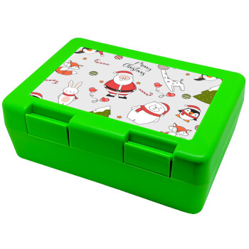 Άι Βασίλης μοτίβο, Children's cookie container GREEN 185x128x65mm (BPA free plastic)