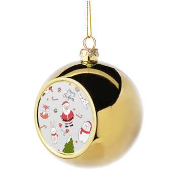 Άι Βασίλης μοτίβο, Χριστουγεννιάτικη μπάλα δένδρου Χρυσή 8cm